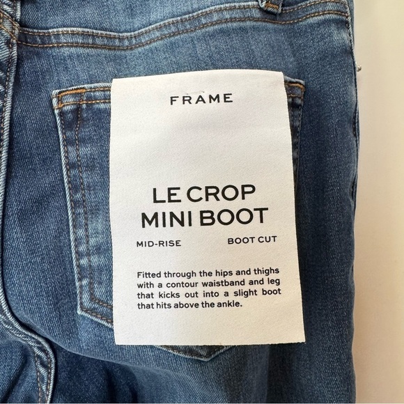 NWT FRAME Le Crop Mini Boot Jeans Mid Rise Denim Boot Cut Dark Wash Blue Lupine - Picture 9 of 14